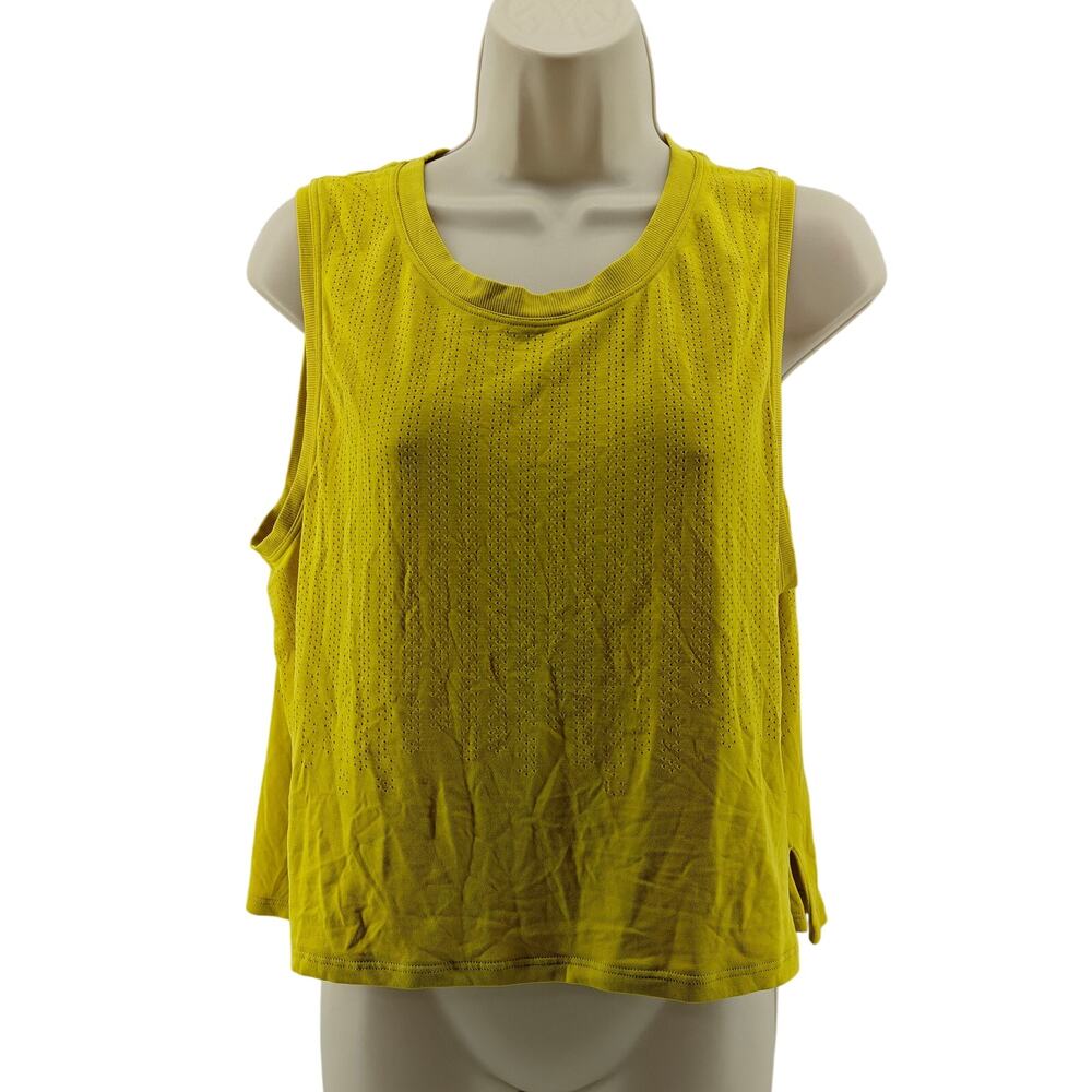 Lululemon Soleil Solid Yellow Train to Be Tank Cropped Relaxed Sleeveless Top